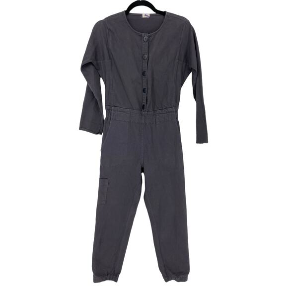 Pietsie Jumpsuit Womens Size Small Cargo Blue Long Sleeve Button Front Cotton - Picture 1 of 4